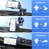 Blukar Black Car Phone Holder 360° Adjustable Mount with Strong Suction & One-Touch Release